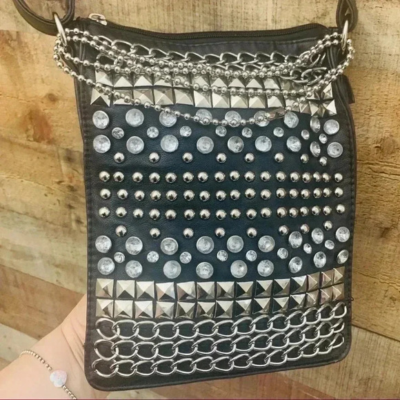 Moto/Rocker Style Studded Purse - Picture 5 of 7